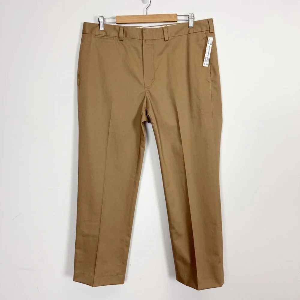 LL Bean Wrinkle Free Dress Chino Pants Mens 38 x 30.25 Dark Khaki Tan 292258 NWT